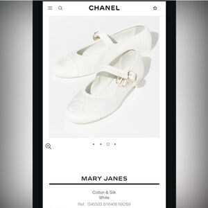 CHANEL White Lambskin & Metal Mary Janes